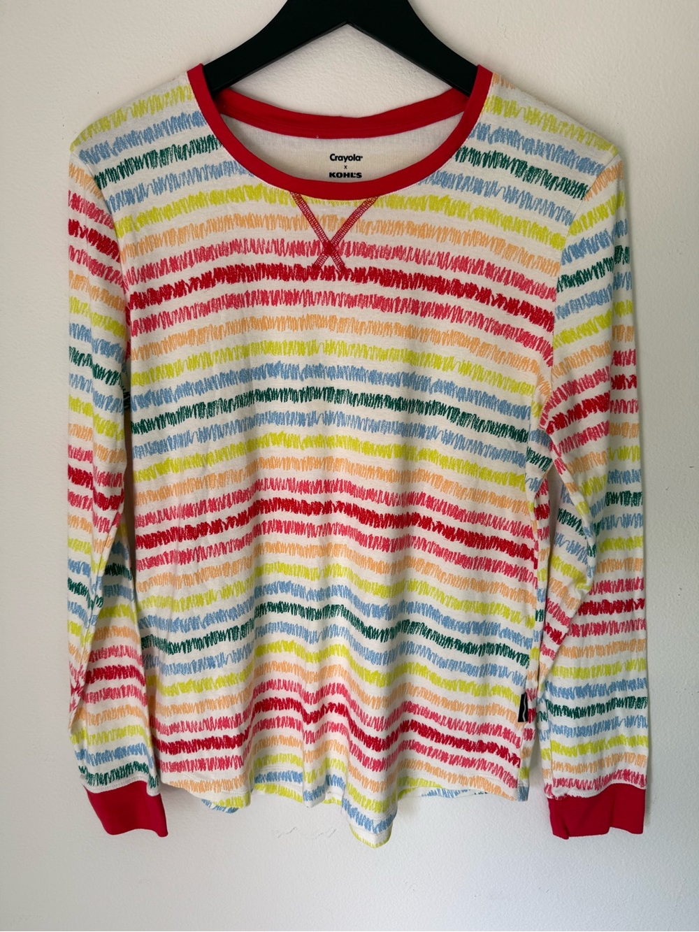 Crayola x Kohl's Rainbow Scribble Striped Pajama Top Crewneck Long Sleeve XL